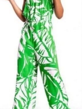 Lilly Pulitzer Boom Boom Palm Leaf Wide-Leg Jumpsuit Green Romper NEW girls XL